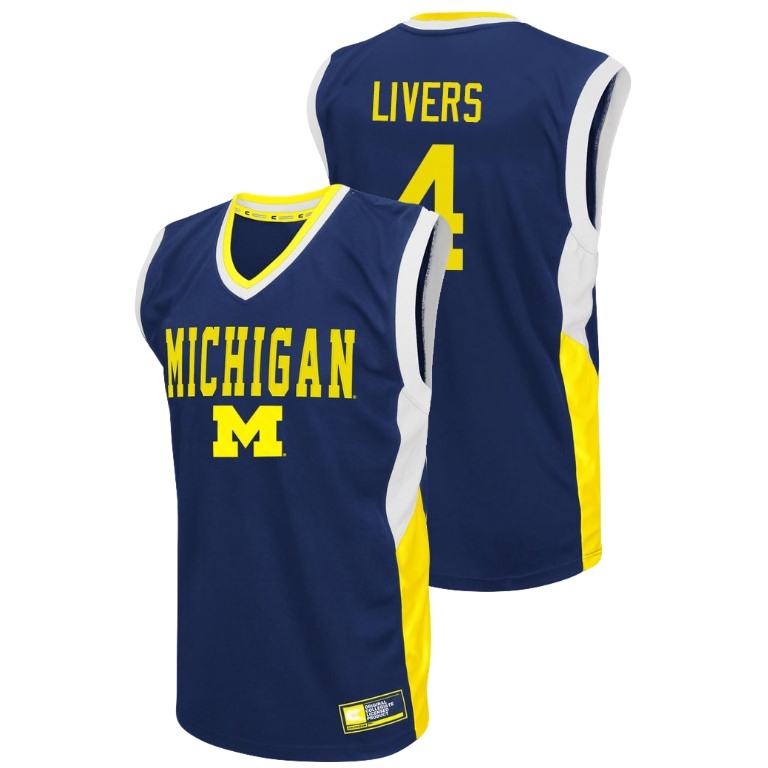 Michigan Wolverines Men's NCAA Isaiah Livers #4 Blue Fadeaway College Basketball Jersey QTQ1849YF